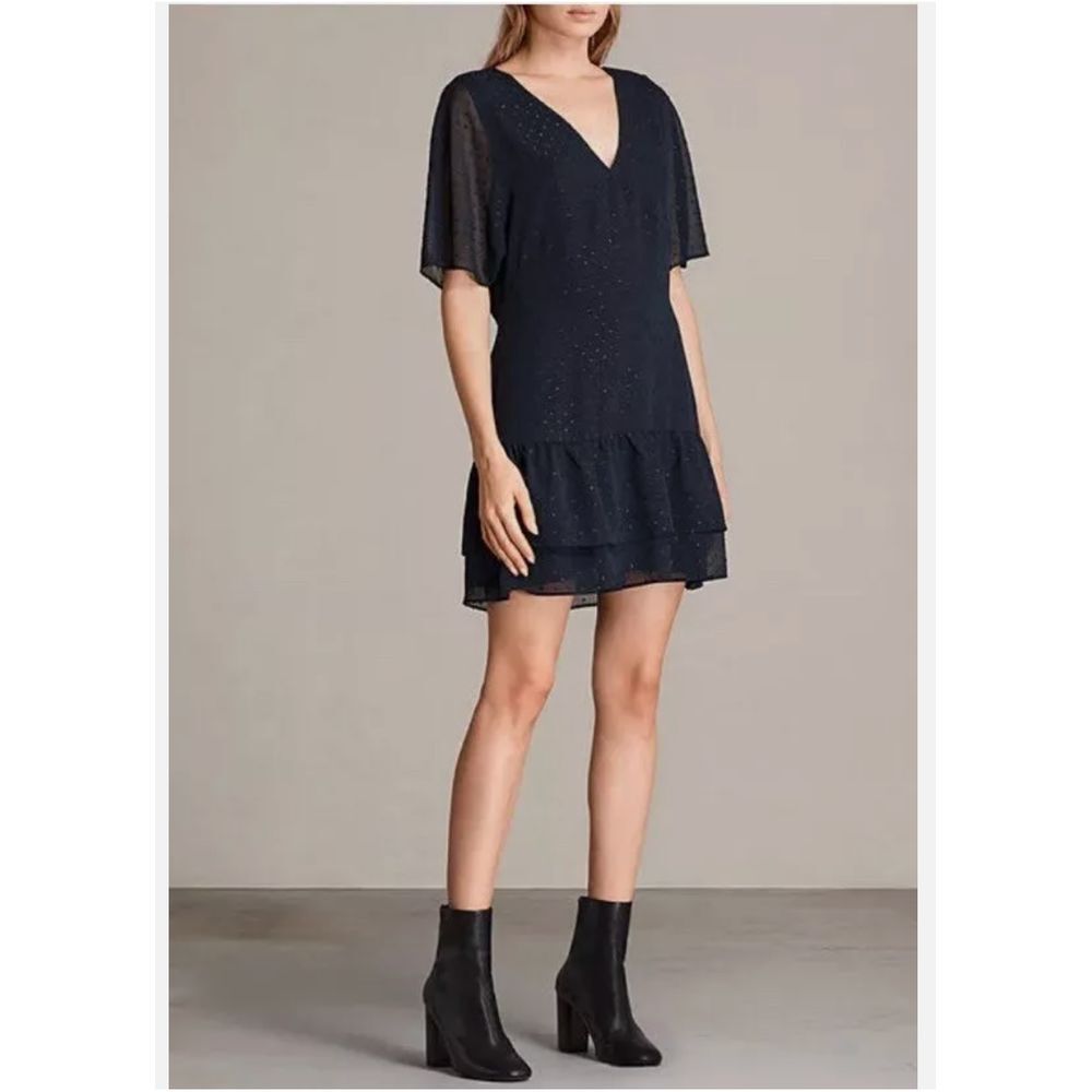 AllSaints Marley Shimmer Dress‎ - Mystic Blue Size US 4